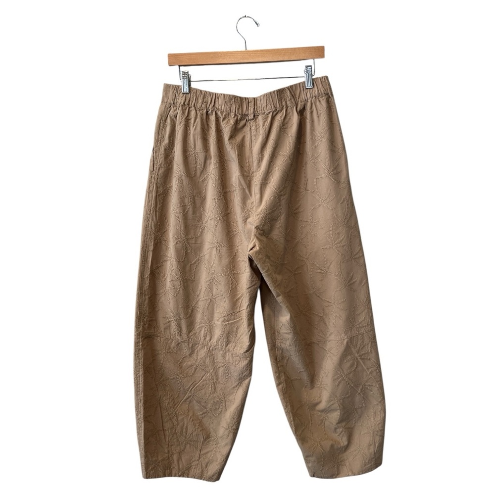 House of Harlow 1960 Barrel Leg Pants Khaki Embroidered Boho L - Picture 2 of 5
